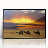 Large abstract wall art depicting a Moroccan landscape in earth tones on a framed acrylic.