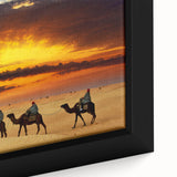 Extra large framed canvas of a textured Moroccan landscape in black with colorful accents, ideal for living room decor.