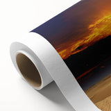 Art deco poster of a Moroccan landscape in muted earth tones on rolled canvas, suitable for dining room wall art.