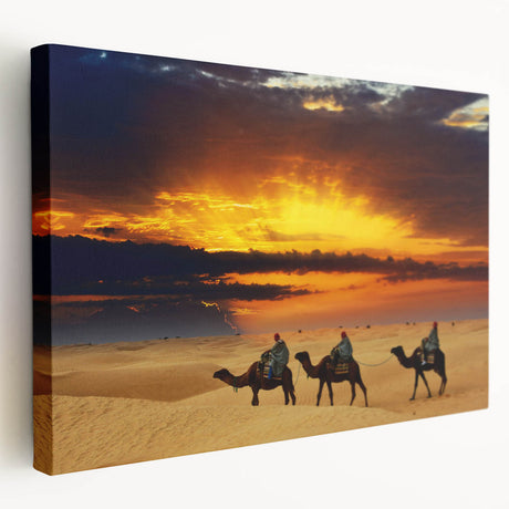 Large stretched canvas featuring a Moroccan landscape in warm earth tones, ideal for kitchen wall art.