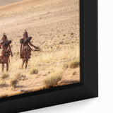Extra large framed canvas featuring a textured, colorful abstract depiction of an African scenery.