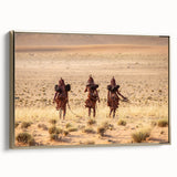 Landscape art painting of Namibian scenery on framed canvas, in muted earth tones, ideal for living room decor.