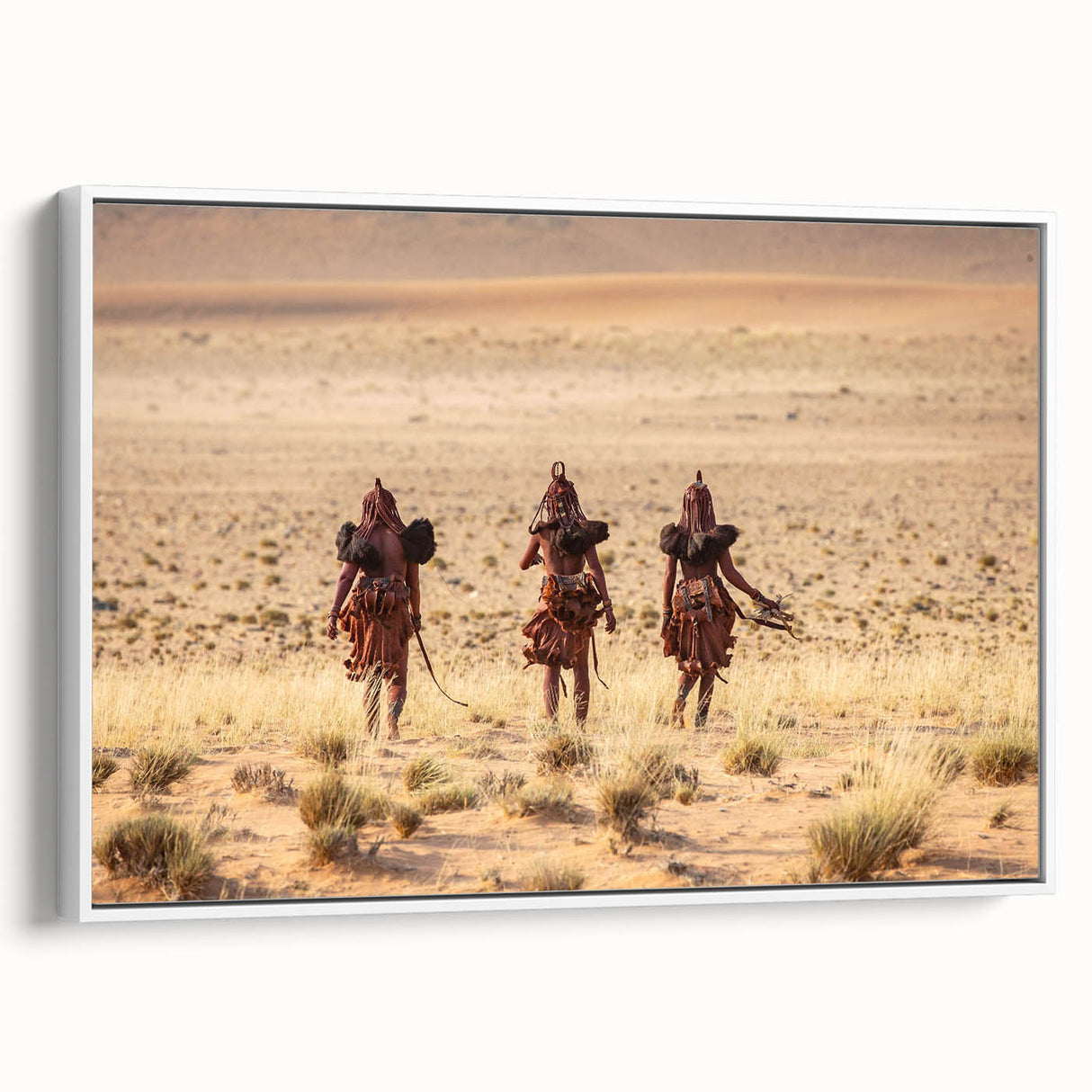 Framed canvas featuring a monochrome landscape of Namibia, ideal for bedroom wall art with a vintage poster aesthetic.