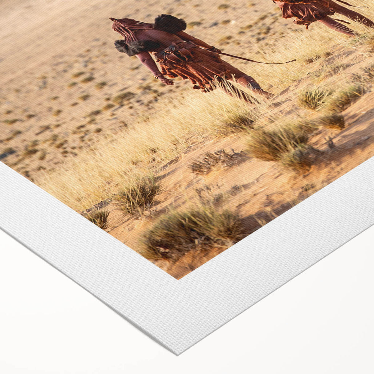 Art deco poster of a Namibian landscape in muted earth tones on rolled canvas, suitable for dining room wall art.