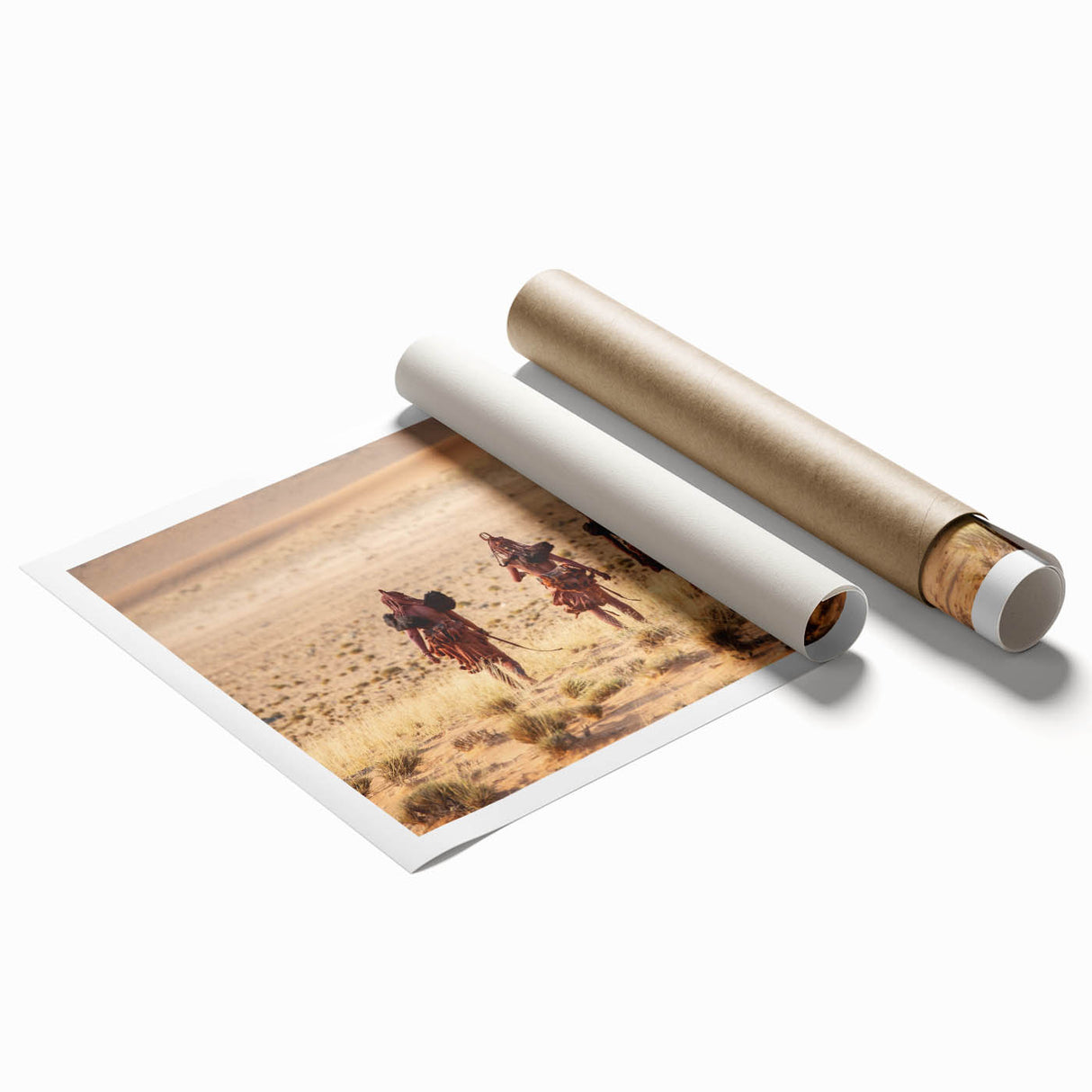Rolled print of a serene Namibian landscape with soft pastel shades, ideal for classy bathroom wall art.