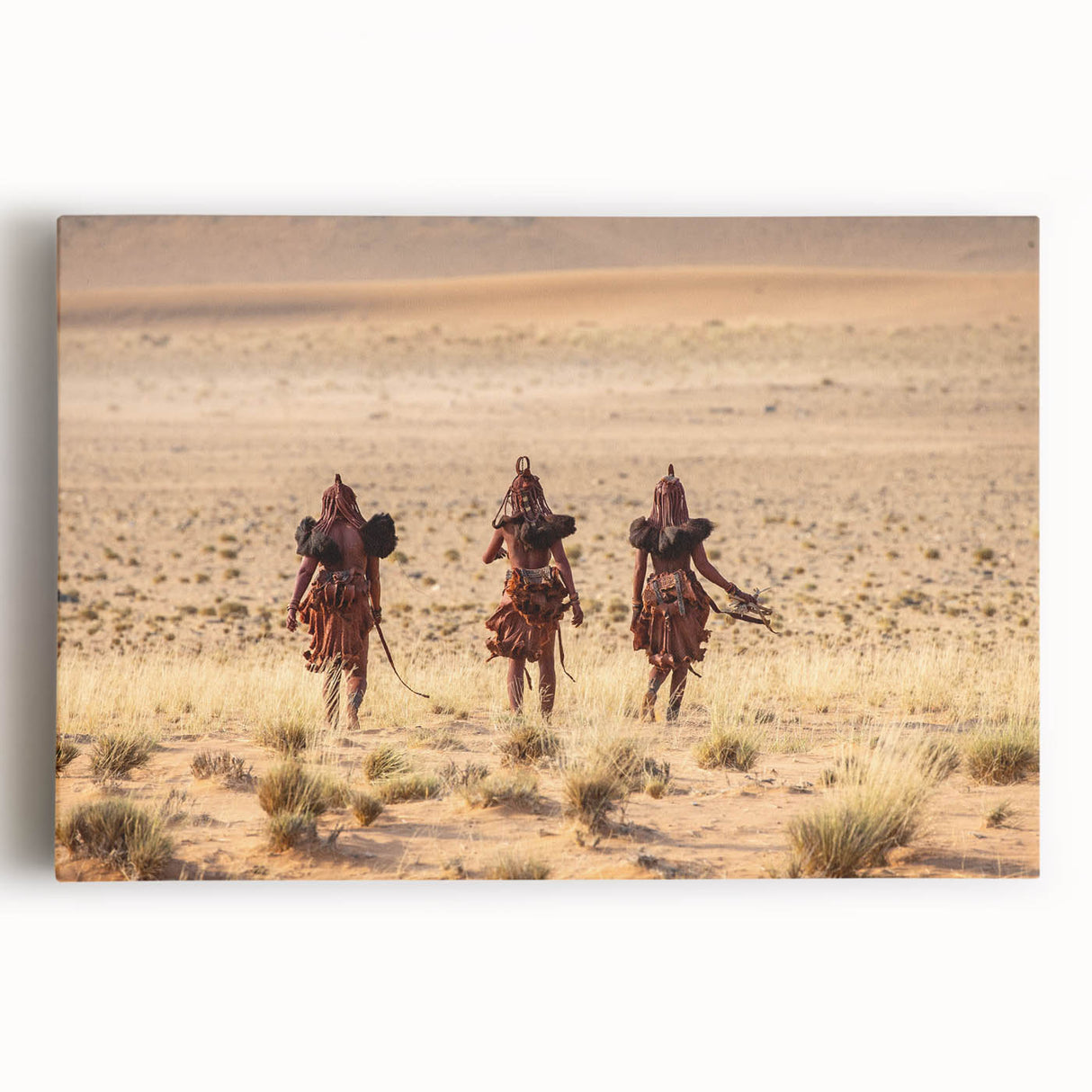 Large black and white photograph of Namibian landscape on stretched canvas, suitable as kitchen wall art.