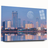 Large abstract wall art depicting an Indian landscape on acrylic glass, using earthy color tones.