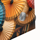 Large abstract wall art depicting a Laos scenery in muted earth tones on acrylic glass, suitable for dining room ambiance.