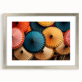 Textured abstract art print depicting a serene Laos landscape in muted earth tones, framed in silver.