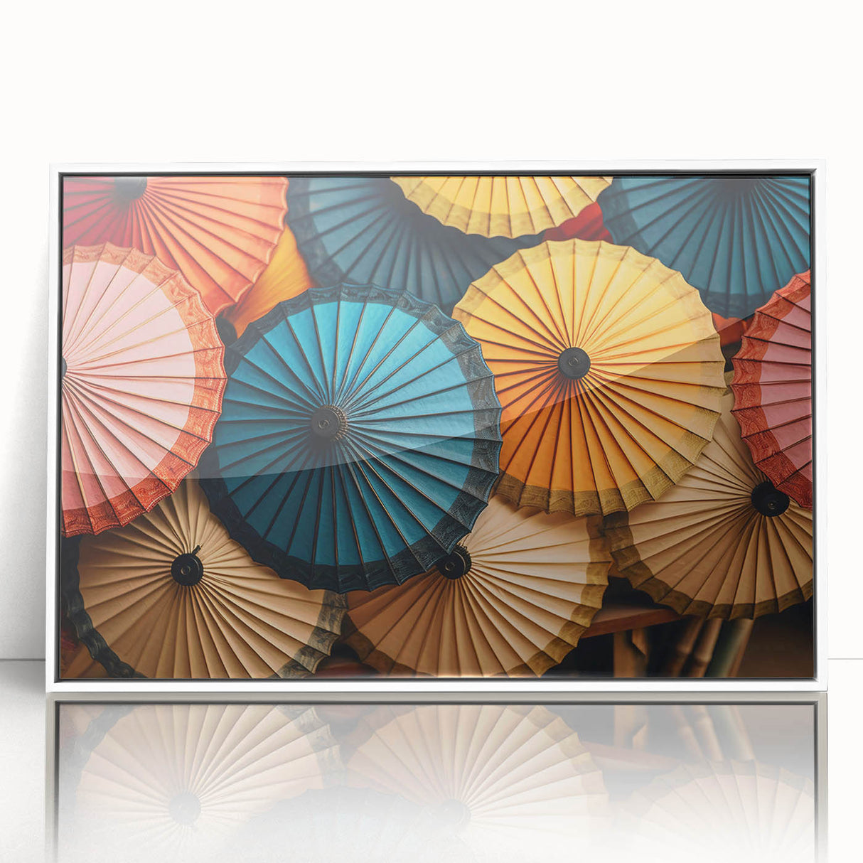 Acrylic print of a Laos scenery in art deco style, featuring muted earth tones, ideal for modern art wall decor in a nursery.