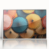 Acrylic print of a Laos scenery in art deco style, featuring muted earth tones, ideal for modern art wall decor in a nursery.