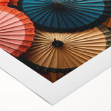 Art deco poster depicting a serene Laos scenery in muted greens and blues on a rolled canvas, suitable for dining room decor.