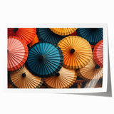 Extra large rolled print of a Laos scenery with vibrant floral elements, ideal for dining room wall art.