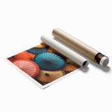 Extra large rolled print featuring a serene Laos landscape with lush florals in soft green and blue tones.