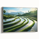 Framed canvas depicting a vintage-style Philippine landscape in vibrant, colorful hues, ideal for living room decor.