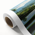 Art deco poster of a serene Philippine landscape on rolled canvas, ideal for nursery wall art or dining room decor.