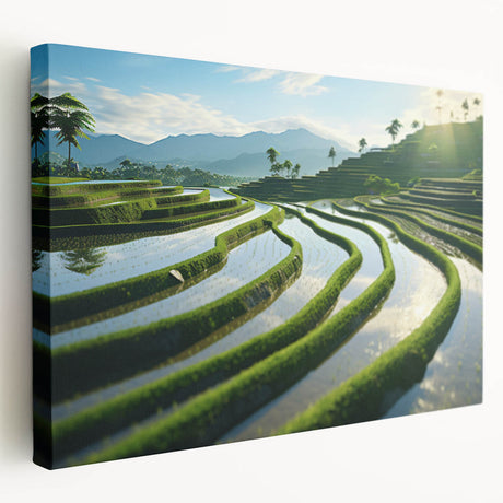 Lush Philippine landscape on large stretched canvas, featuring green hues and tranquil scenery.