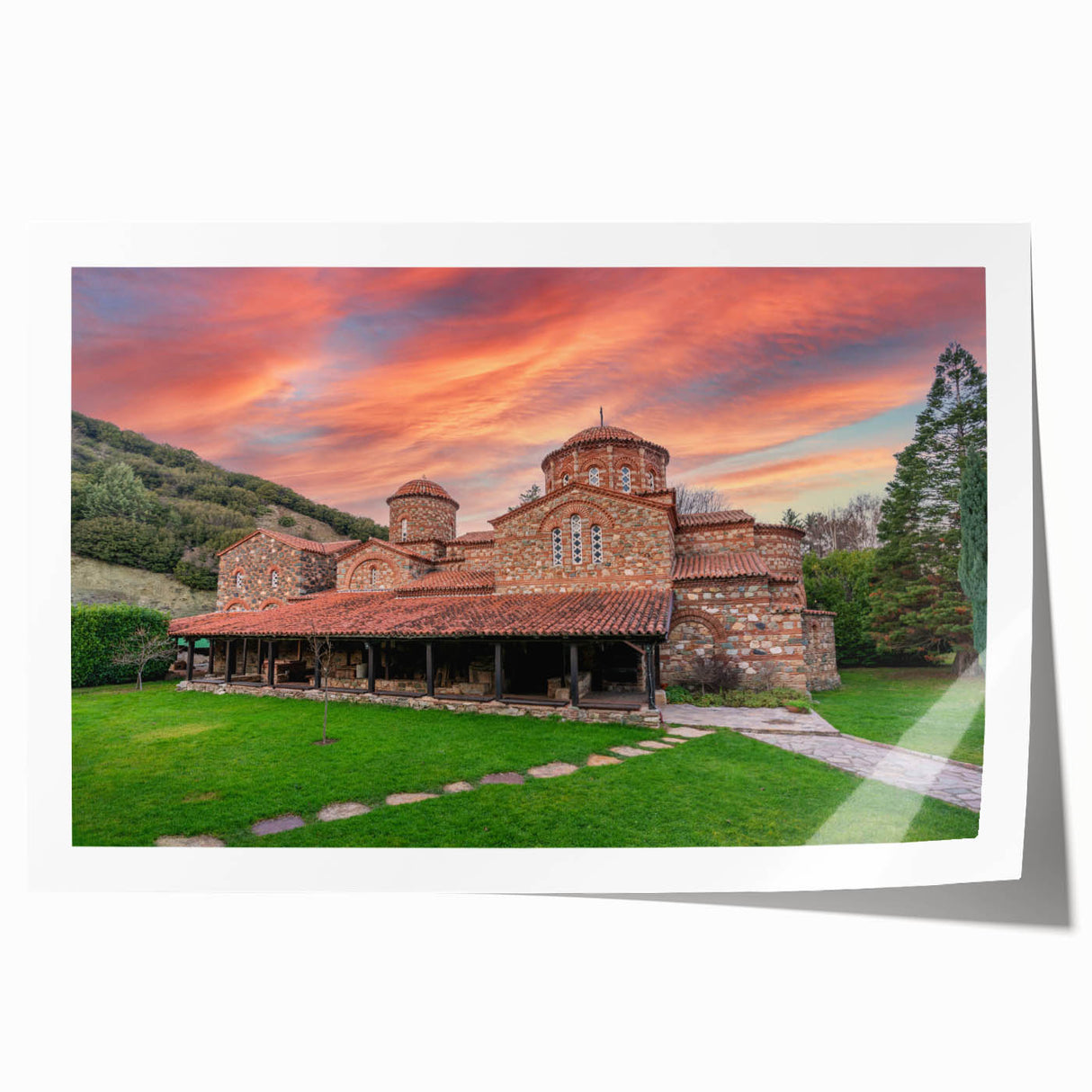 Extra large rolled canvas print of vibrant floral scenery in Bulgaria, ideal for dining room wall art.