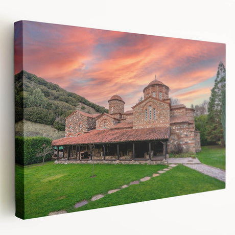 Large canvas print of a serene Bulgarian landscape in muted earth tones, suitable for kitchen wall art.