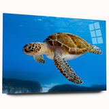 Large abstract wall art of a European Cyprus scenery in muted earth tones on acrylic glass.