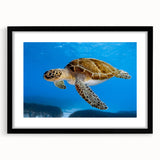 Extra large abstract art print depicting a vibrant, colorful European landscape on a textured canvas, framed in black.