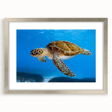 Extra large abstract art print of a textured European scenery in muted earth tones on a framed canvas.