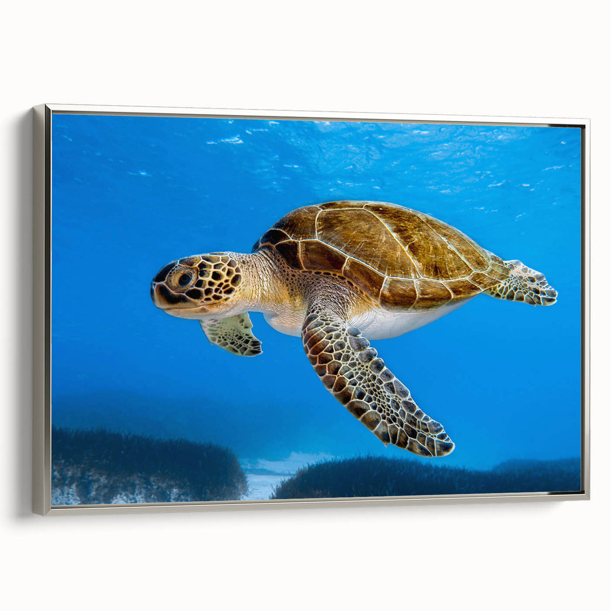 Landscape art painting of a European Cyprus scenery in vibrant colors on a framed canvas, ideal for living room decor.