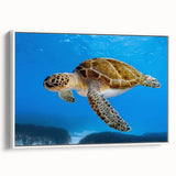 Vintage poster art of a European Cyprus landscape in vibrant colors on a large framed canvas, ideal for living room decor.