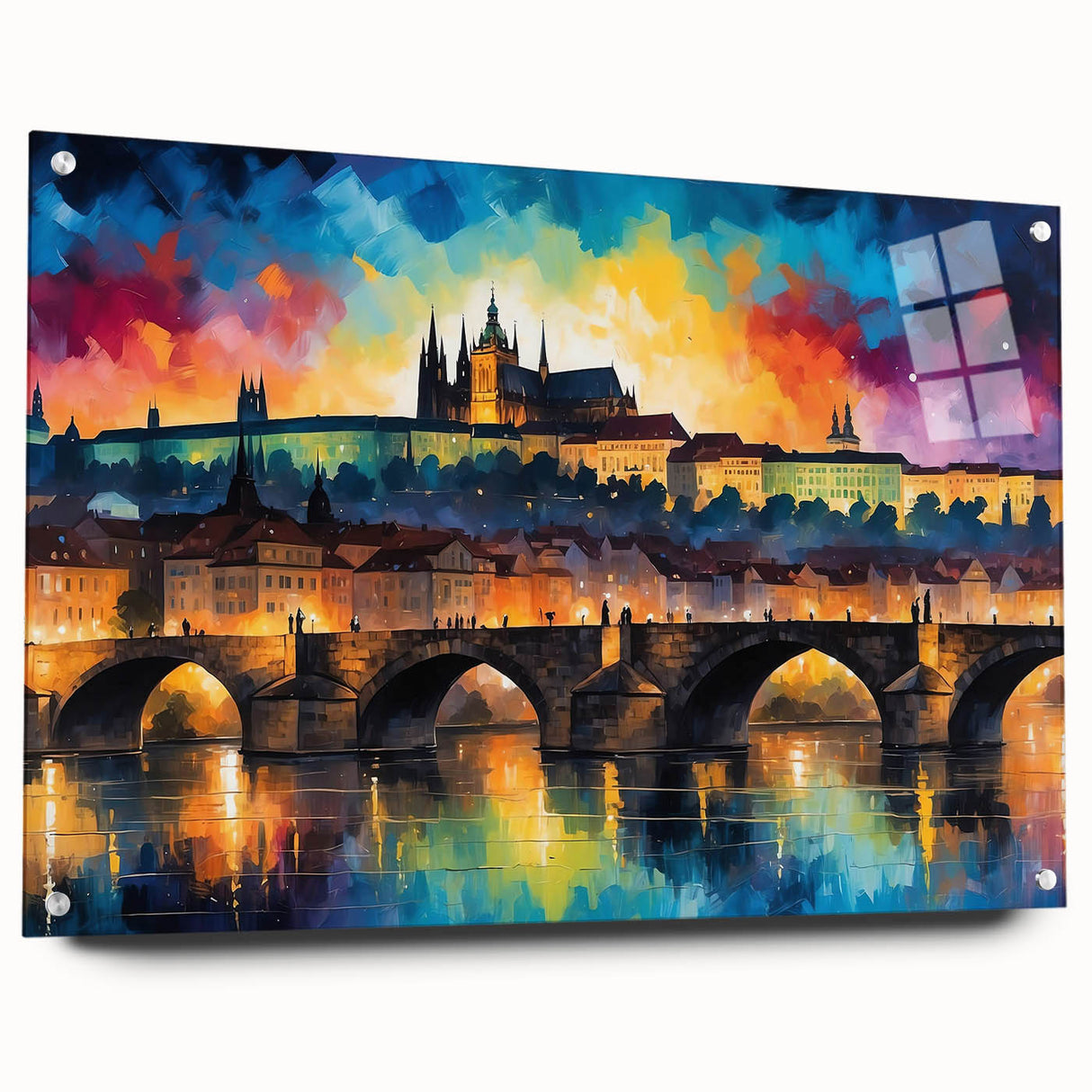 Acrylic print of a Czech Republic landscape featuring muted earth tones, ideal for dining room decor.