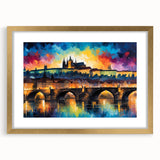 Extra large wall art featuring an abstract print of a European cityscape in muted tones on a textured canvas.