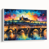 Vintage poster art of a Czech Republic scenery on extra large framed canvas.