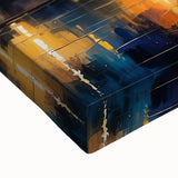 Large black and white landscape art painting of a European cityscape on stretched canvas, ideal for bedroom wall decor.