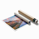 Extra large wall art depicting a serene Danish landscape on rolled canvas.
