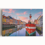Black and white stretched canvas featuring a serene Denmark landscape, ideal for kitchen or bedroom wall art.