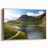 Framed canvas depicting a vintage-style Cumbrian landscape in muted earth tones, ideal for bedroom wall art.