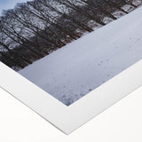 Art deco poster of a European Estonian scenery in muted blue and gray tones on rolled canvas.