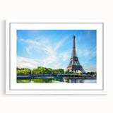 Textured art print of an abstract Paris scene in muted gray tones on a framed white mat, ideal for bedroom art.