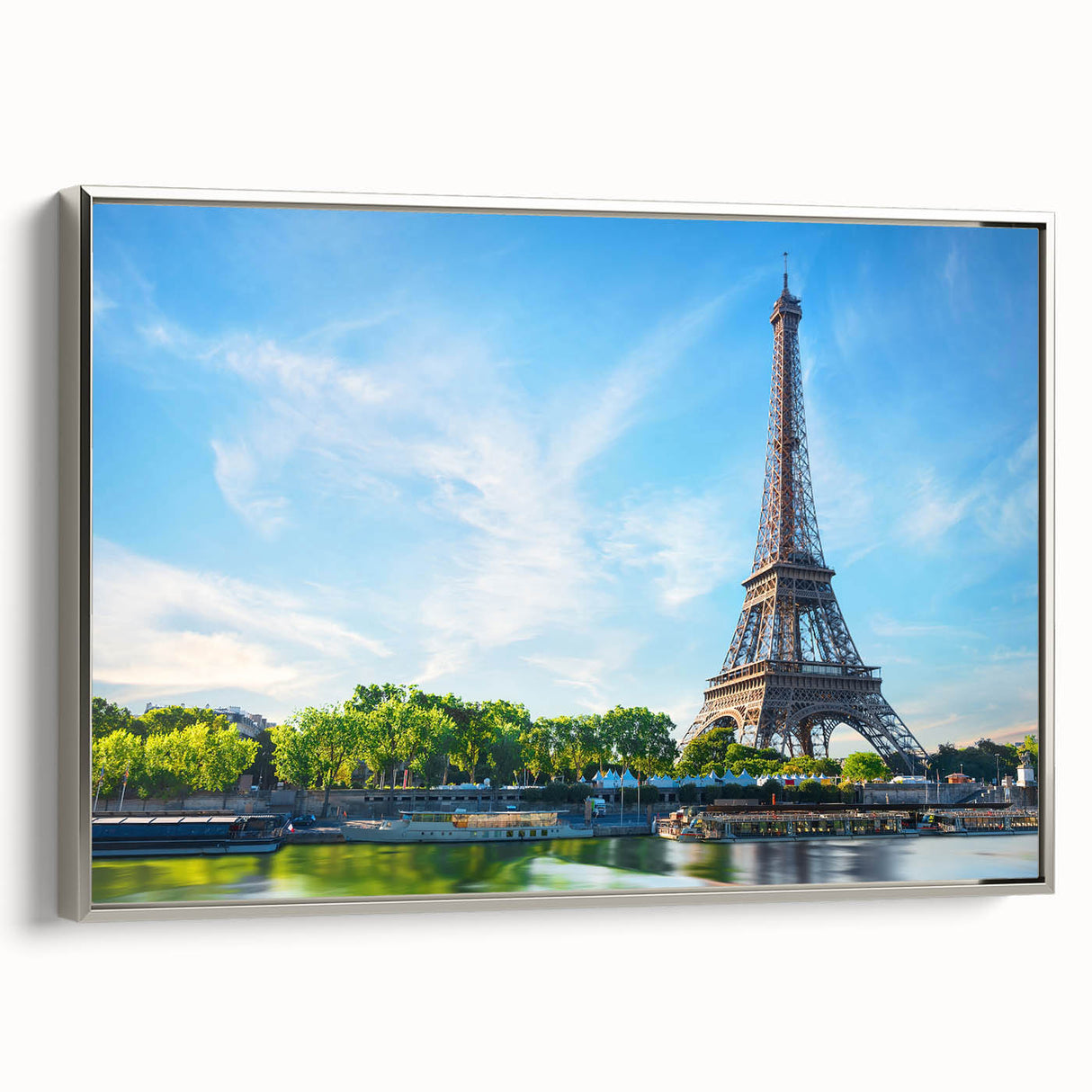 Framed canvas featuring a vintage-style Paris landscape in black with colorful accents, ideal for living room decor.