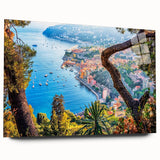 Large abstract acrylic print of a Provence landscape in muted earth tones, ideal for bedroom or dining room art.