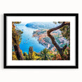 Extra large, colorful abstract art print of a Provencal landscape, textured finish on a black framed canvas.