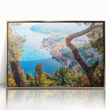 Art deco poster of Provence scenery in muted gold and green tones, acrylic framed, ideal for modern art wall decor.