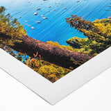 Art deco poster depicting a serene Provence landscape in muted earth tones on rolled canvas, suitable for dining room decor.