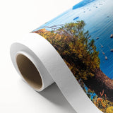 Art deco poster of a Provence, France scenery in pastel shades on rolled canvas, ideal for nursery wall art.