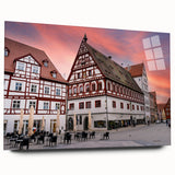Large abstract wall art of a Bavarian landscape, in muted earth tones on acrylic glass.