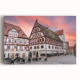 Black and white photograph of Bavarian landscape on stretched canvas, ideal for kitchen wall art.