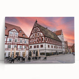 Black and white stretched canvas of Bavarian landscape, ideal for kitchen wall art.
