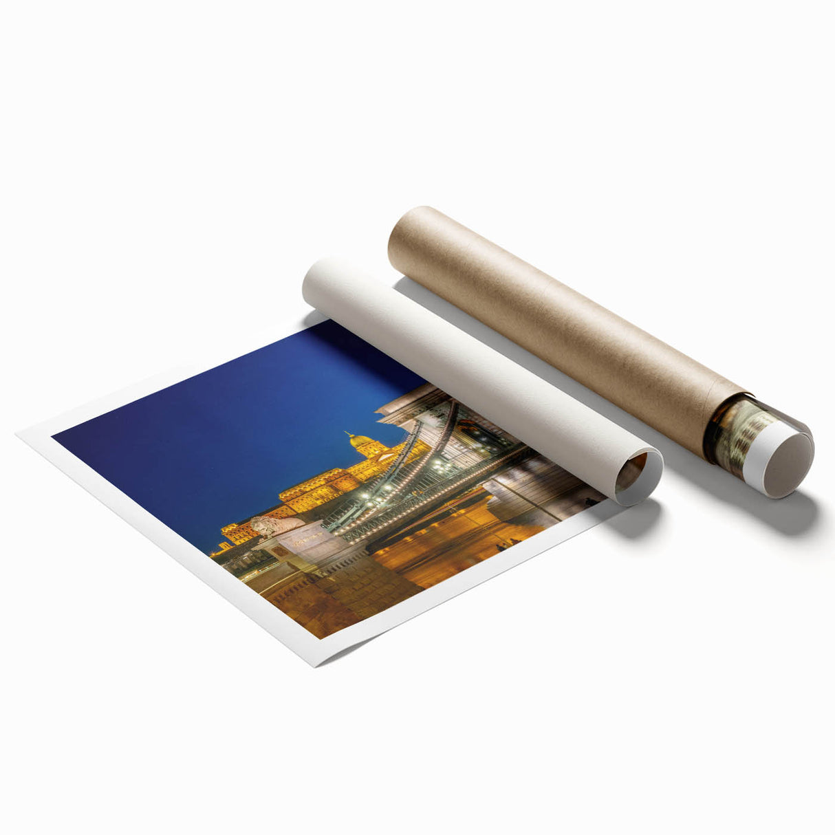 Extra large rolled print depicting a floral Hungarian landscape in pastel shades, ideal for classy bathroom wall art.