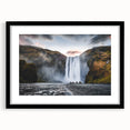 Extra large abstract art print of vibrant Icelandic scenery on textured canvas, ideal for living room decor.