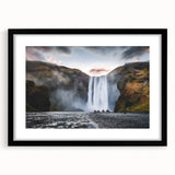 Extra large abstract art print of vibrant Icelandic scenery on textured canvas, ideal for living room decor.
