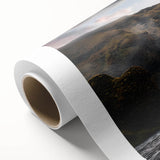 Art deco poster depicting a serene Icelandic landscape on rolled canvas, ideal for nursery wall art.